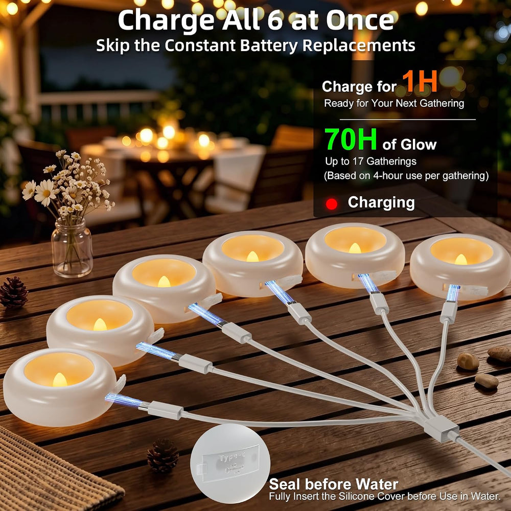 Rechargeable Flameless Floating Candles, 6 Pack Water Activated Tea Lights