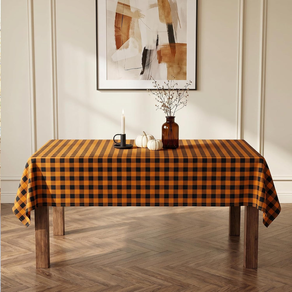 Waterproof Gingham Tablecloth, Checkered Fabric Table Cover for Kitchen Dinin...