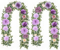 Waipfaru 2 Pcs Flower Garland, 6.07Ft Eucalyptus With Flowers, Rose Floral Vines for Wedding Reception Table Mantle Room Spring Summer Decor (Purple)