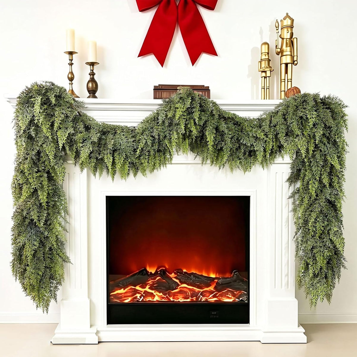 Tasruwat Deluxe 9 FT Artificial Christmas Cedar Garland 240 Larger Tips