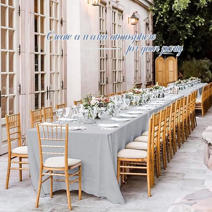 12 Pack Light Grey Tablecloths for Rectangle Tables 60 x 126 Inch Polyester Tablecloth 8 Foot Rectangle Table Cloth Wrinkle Resistant Washable Fabric Table Cover for Party Wedding Banquet Events