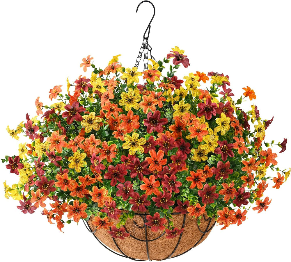 Artificial Flowers for Outdoors Faux Fall Hanging Baskets UV Resistant
