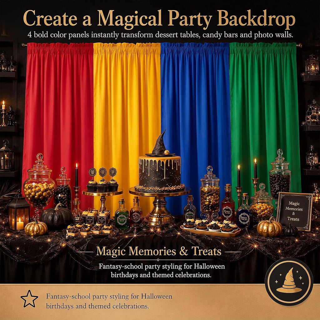 4 Pcs 39 x 79 Inch Wizard Party Backdrop Halloween Decorations