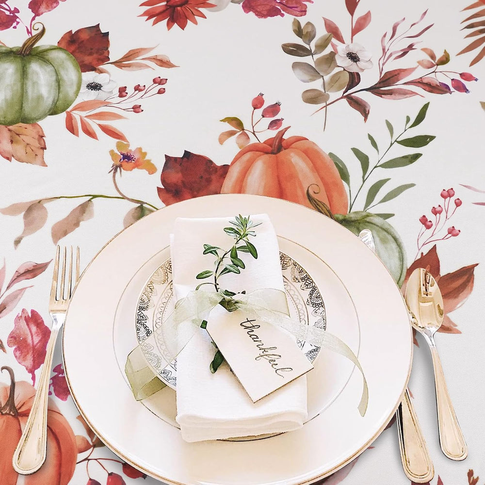 Fall Thanksgiving Tablecloth Waterproof Pumpkin Table Cloths for Autumn Harve...