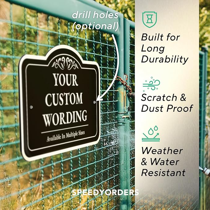 Custom Decorative Outdoor Metal Sign - Personalized Aluminum Driveway Sign, Waterproof, Made in USA - Design 1 Black Charcoal 30x24 In