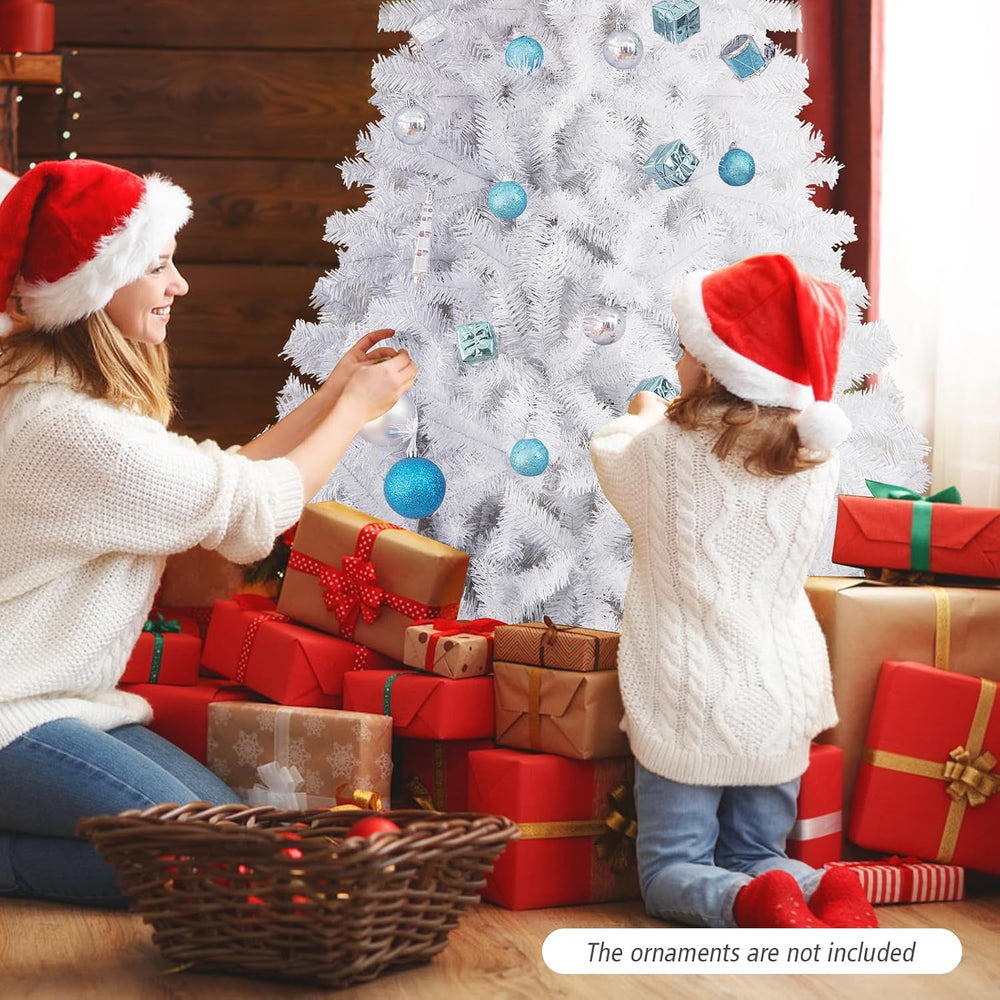 GOFLAME 9FT White Christmas Tree, Artificial Hinged Christmas Tree with 2132 ...