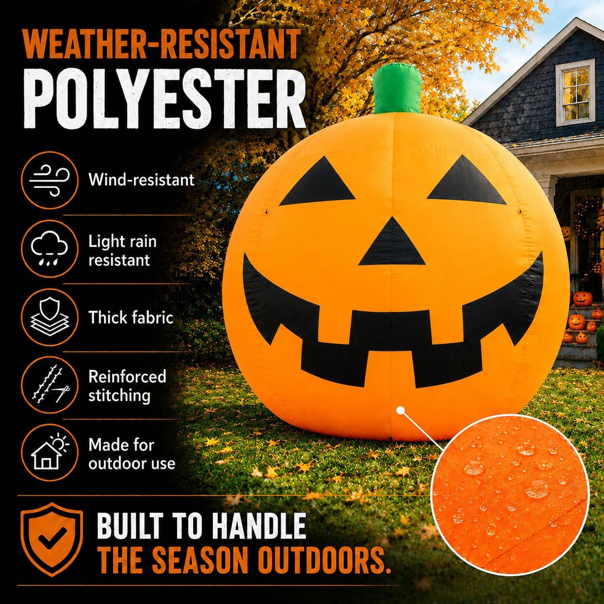 11FT Giant Halloween Inflatable Pumpkin with LED Lights, Outdoor Yard Decor