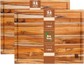 Teak Wood Cutting Board 18" x 14" x 0.6", 2-Piece Set for Kitchen Meat & Food Prep - Large Thin Edge Grain, Deep Juice Groove, Lightweight Solid Hardwood, Non-Toxic, BPA Free by New M Way