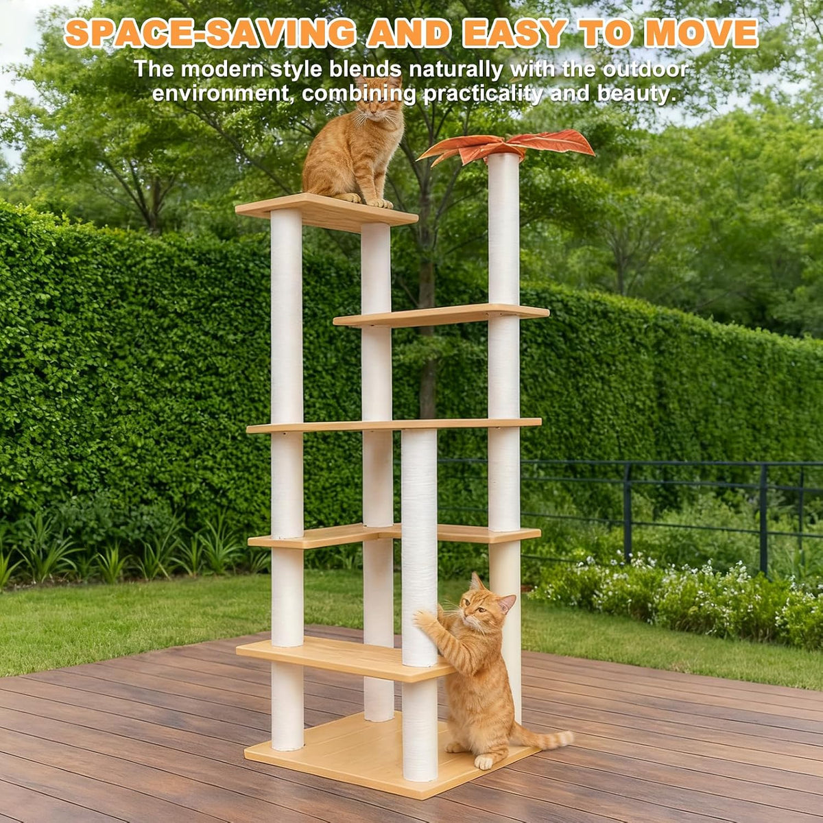 weatherproof outdoor cat tree with scratching posts for shown in use