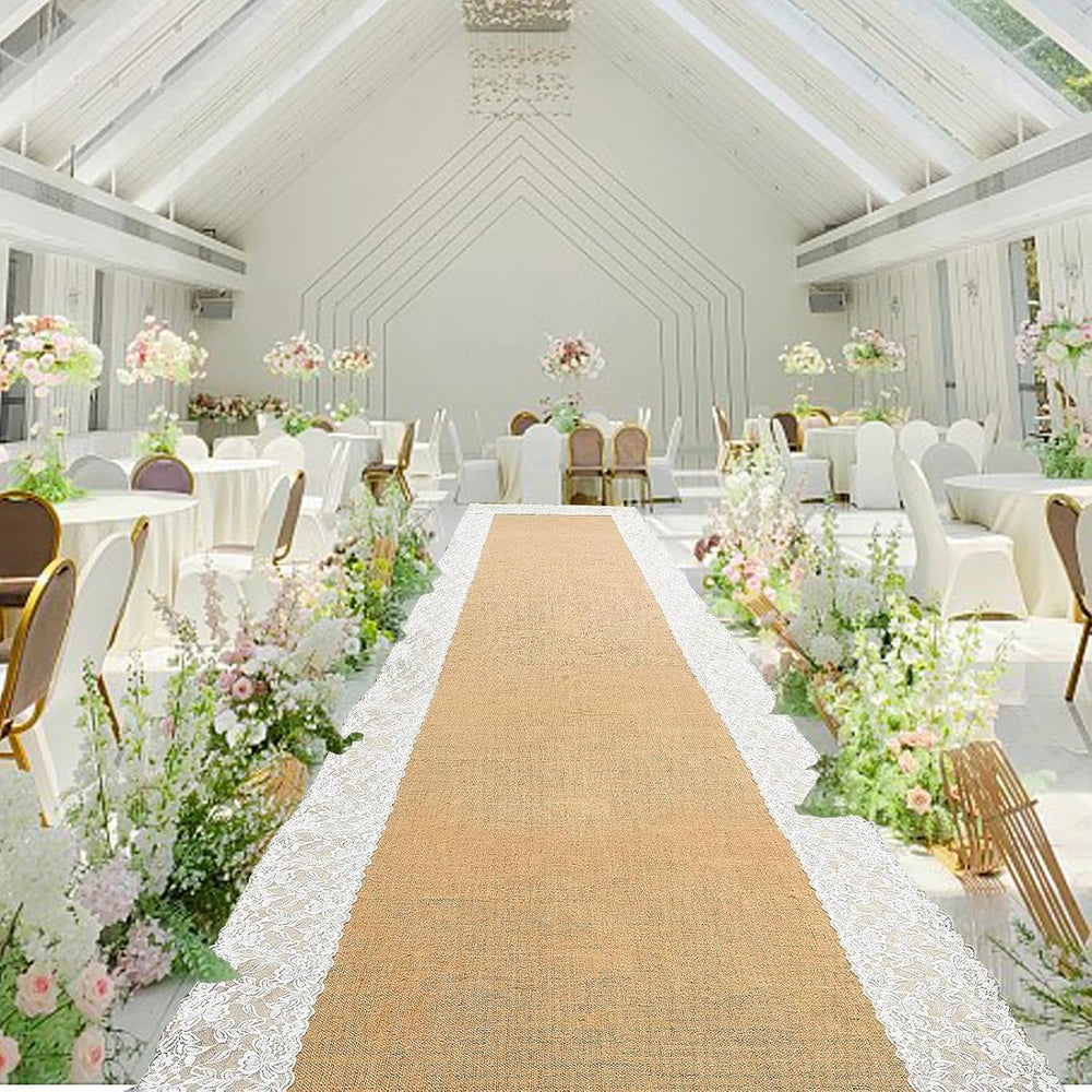 Burlap Aisle Runner for Wedding Ceremony, 3ft x 30ft