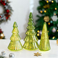 Glasseam Mercury Glass Christmas Tree: Set of 3 Green Christmas Decorations