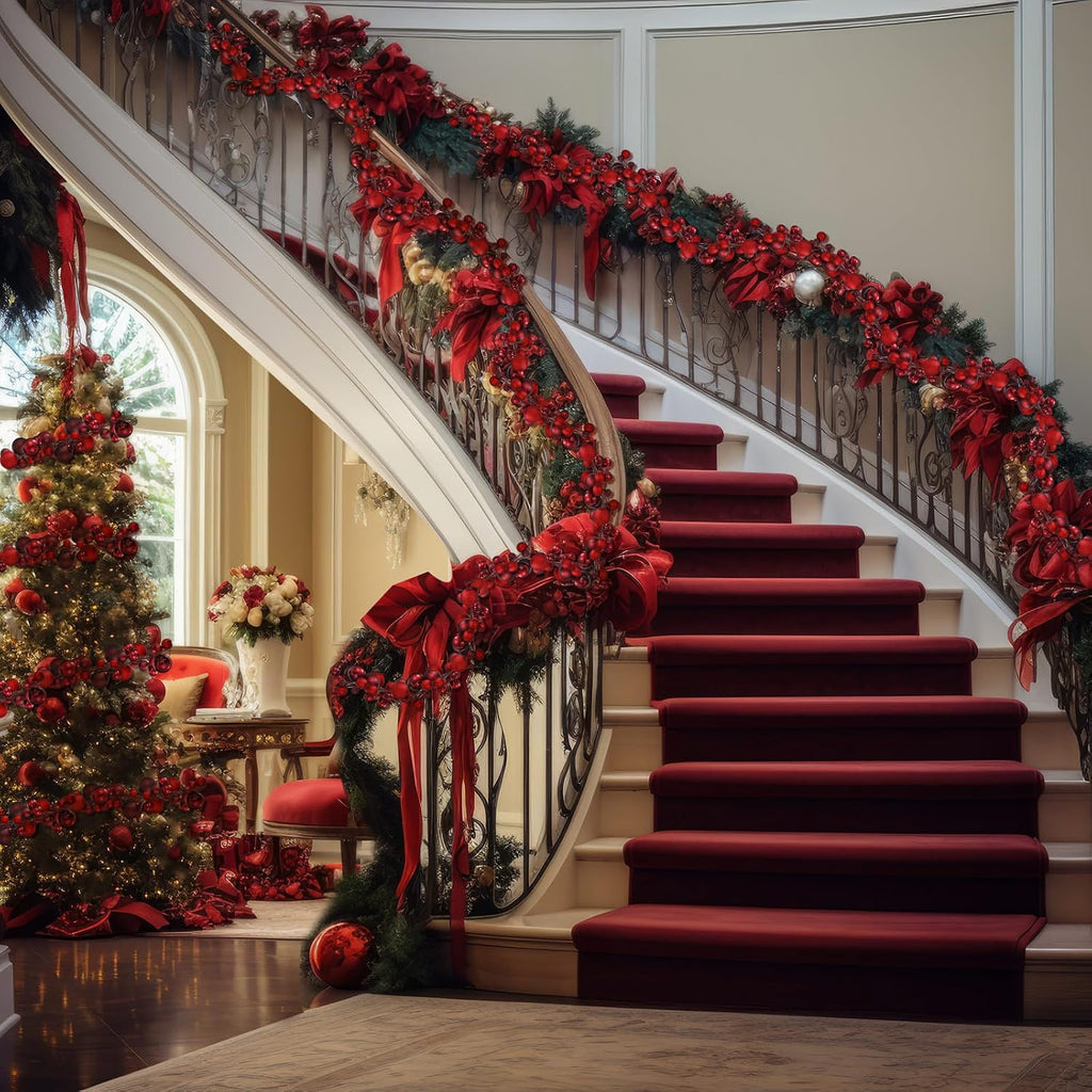 6 ft christmas ball ornament garland, burgundy showing dimensions