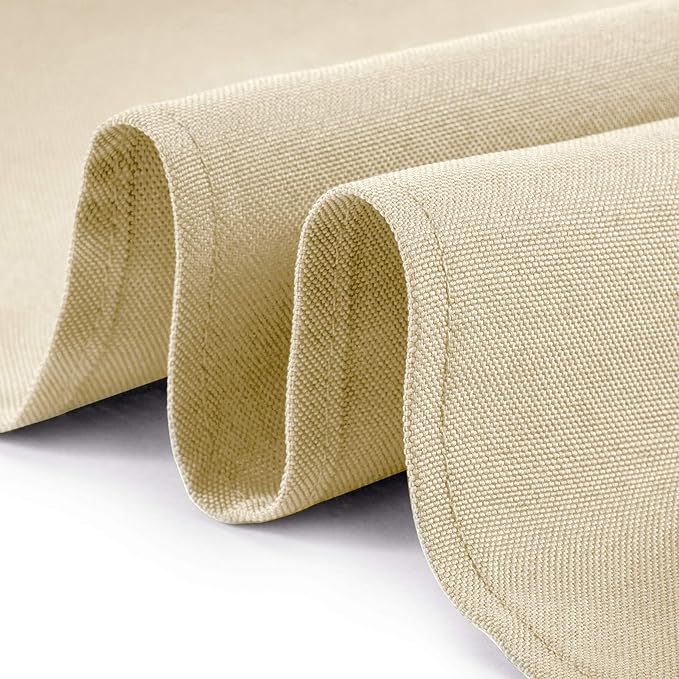 Lann's Linens - 10 Premium 90" x 156" Tablecloths for Wedding/Banquet/Restaurant - Rectangular Polyester Fabric Table Cloths - Beige (10 Pack)