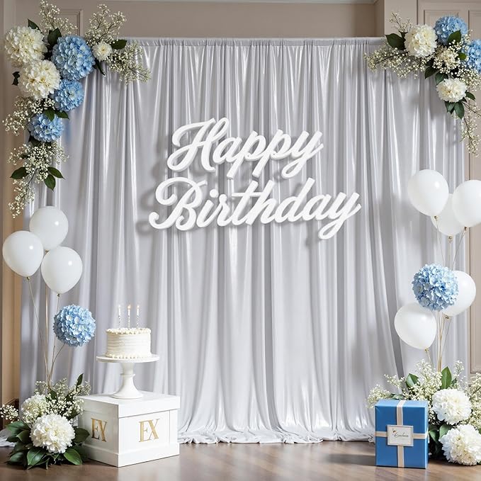 20ftx12ft Silver Sequin Backdrop Curtain Panels for Parties, Wrinkle Free Glitter Photo Backdrop Drapes 4 Panels 5x12FT Shimmer Back Drop Cloth for Wedding Birthday Christmas Photography Background