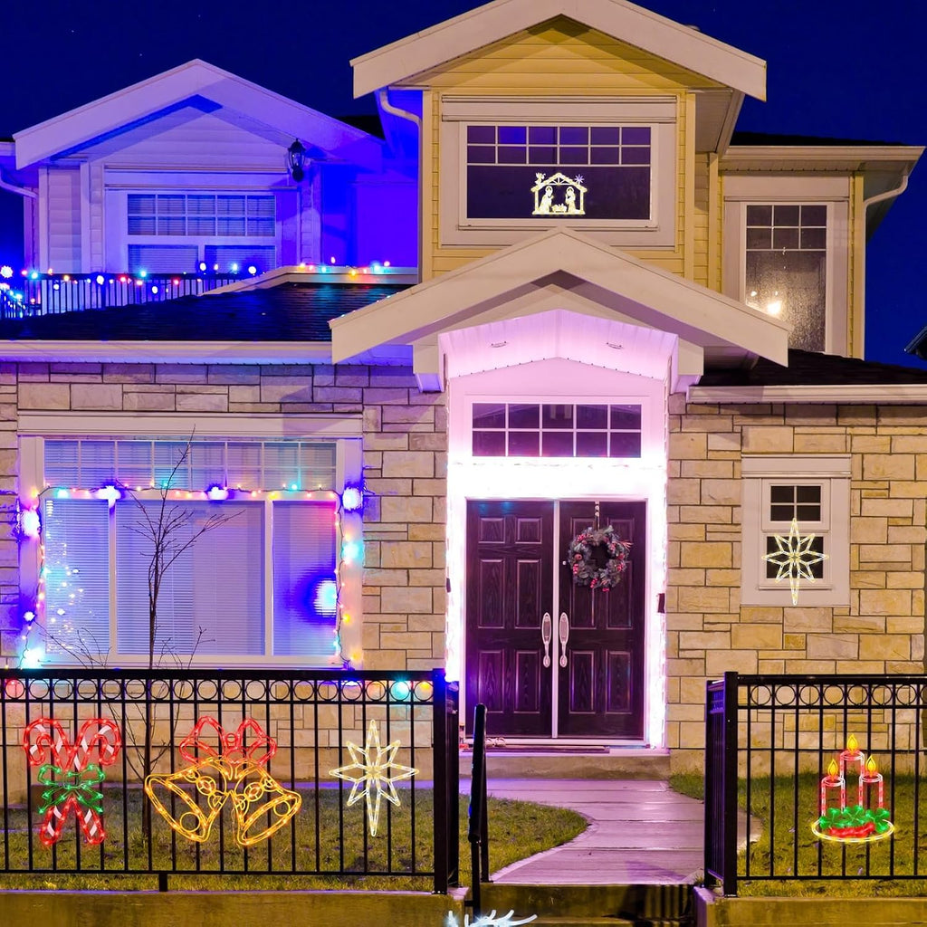 trwymz 16" christmas window silhouette lights decorations, front angle view
