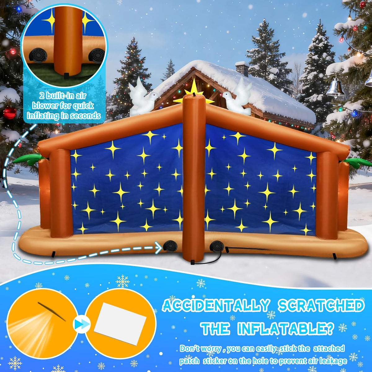 kalolary 12ft long christmas inflatable nativity scene on a desk or shelf