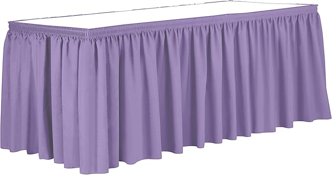 Ultimate Textile Pleat Polyester Fabric Table Skirt - Machine Washable Flame Resistant with Clips for Events, Weddings & Trade Shows, Cut & Sewn in Paterson, NJ - Lilac, 7' Shirred Pleat