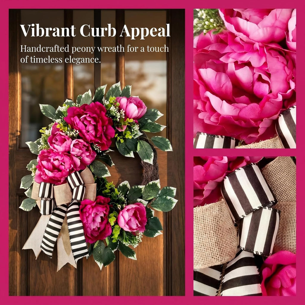 vofuly spring summer wreath for front door,hot pink, package contents