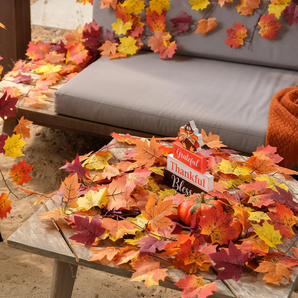 12 Pack Fall Garland, Total 95Ft Artificial Autumn Maple Leaves Garland Hangi...