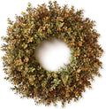 26''Large Artificial Fall Boxwood Wreath for Front Door Decor(Orange-Green)