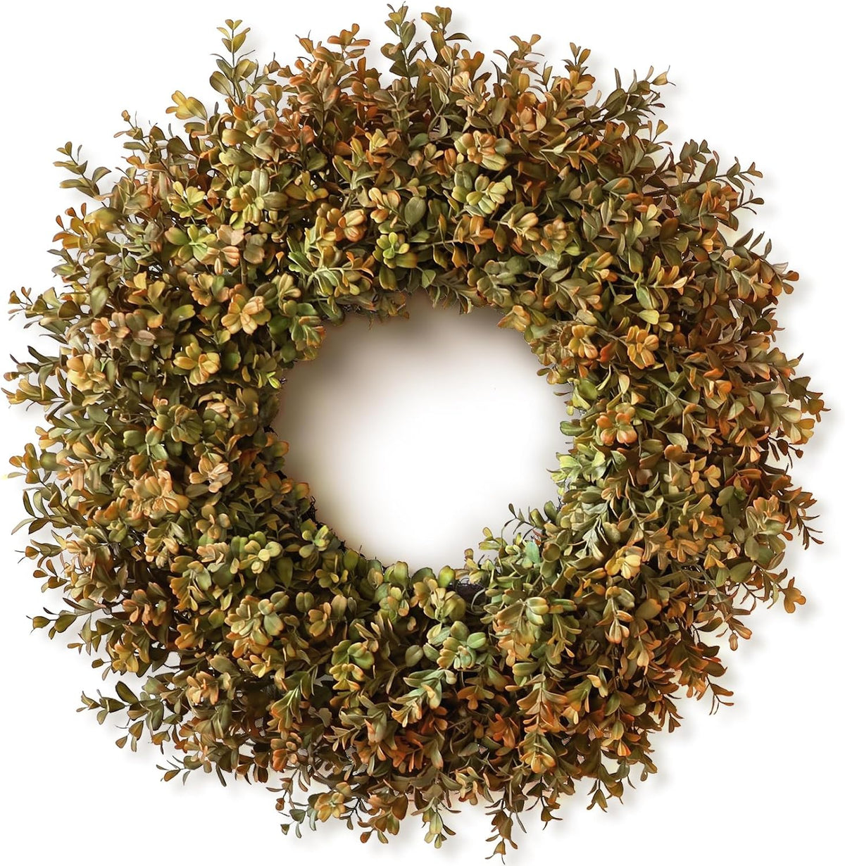 26''Large Artificial Fall Boxwood Wreath for Front Door Decor(Orange-Green)
