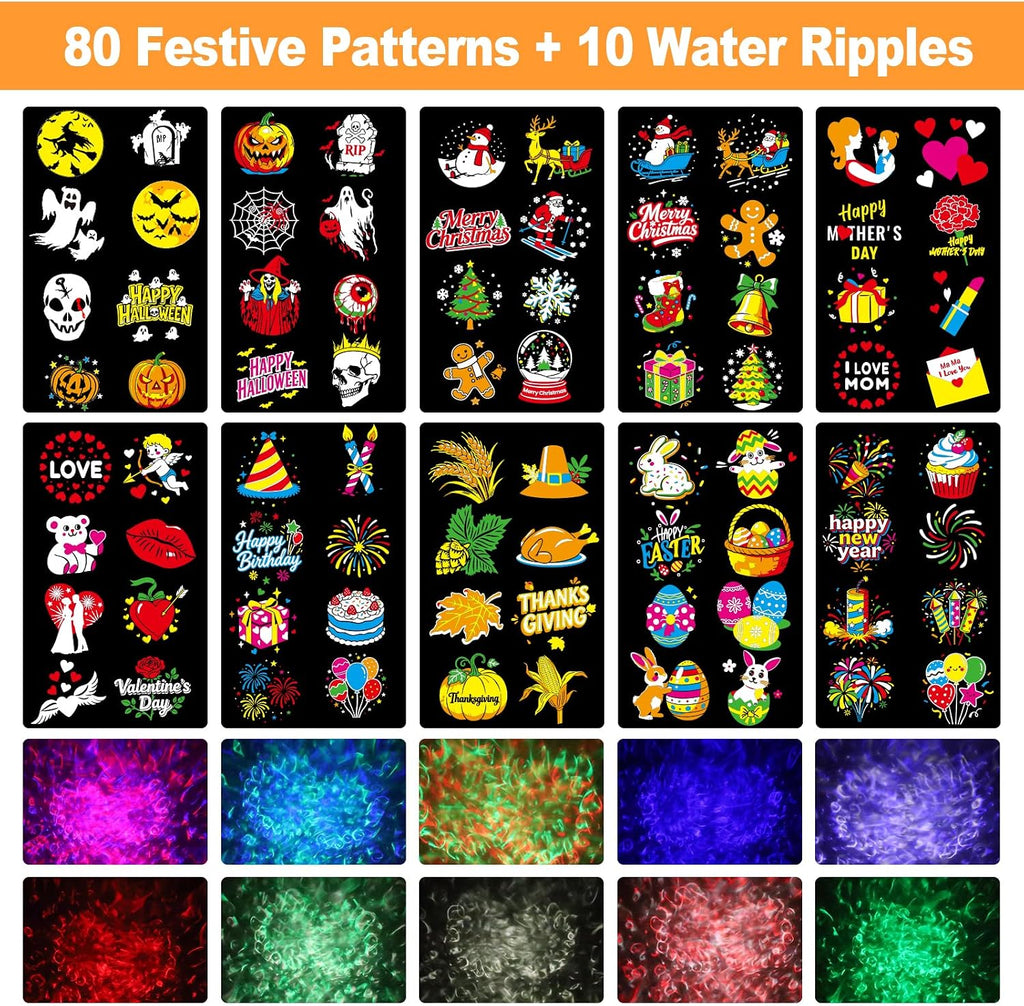 2026 upgraded halloween projector, 8 patterns (ocean wave shown in use