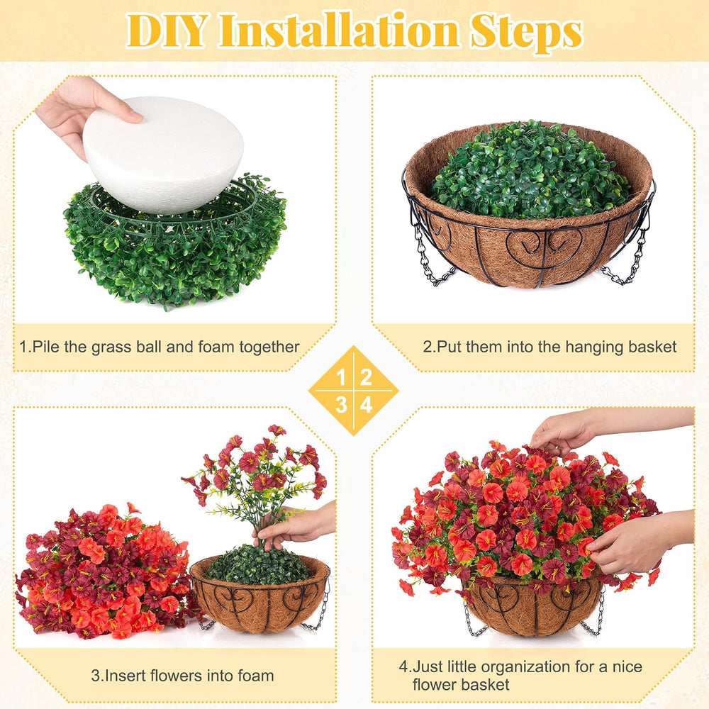 Fall Artificial Hanging Flowers with Basket UV Resistant for Outdoors Porch