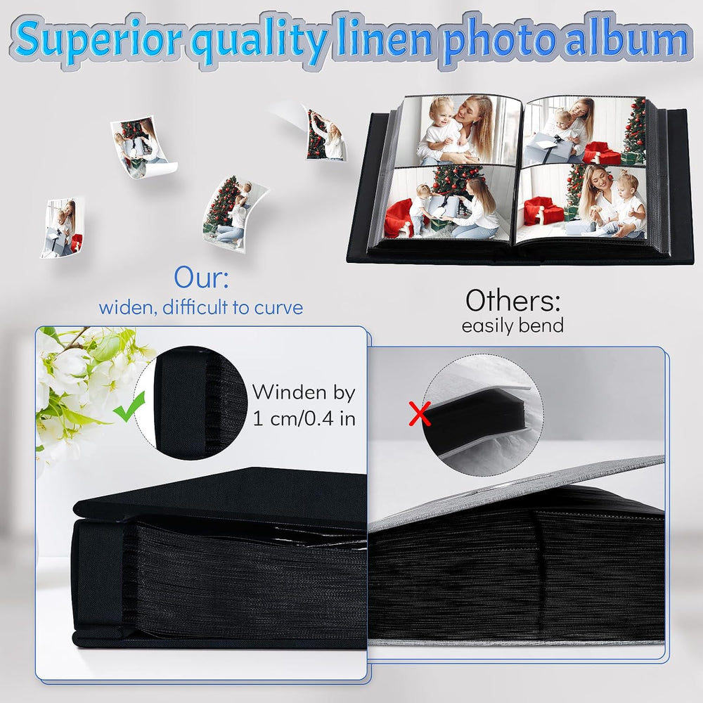 Popotop 4x6 Photo Album 1000 Pictures, Linen Hardcover, Reinforced Spine