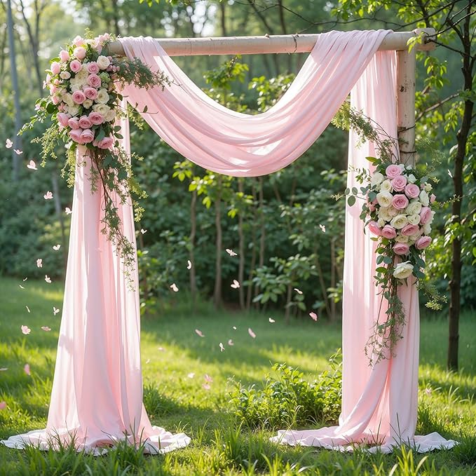 Wedding Arch Draping Fabric 2 Panels 18Ft Blush Chiffon Fabric Drapes Arbor Drapery for Wedding Ceremony Reception Swag Decorations