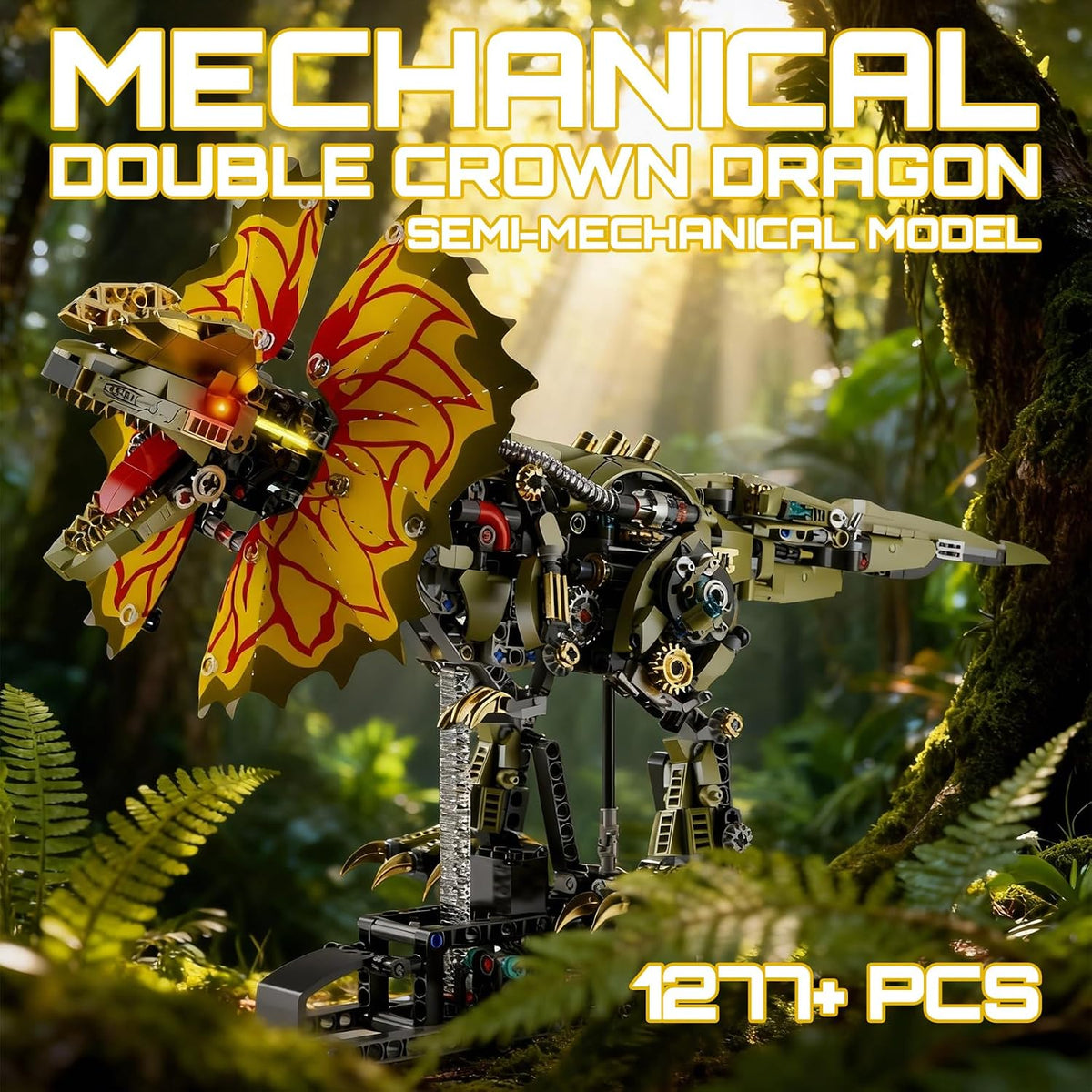 HJPLPXH Mechanical Dilophosaurus Building Blocks Set with LED Eyes