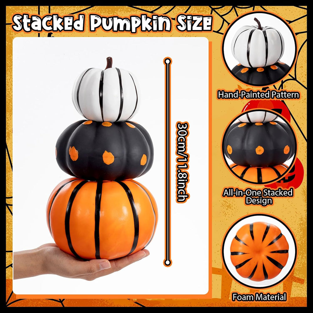 Marsui 2 Set 11.8'' Helloween Stacked Pumpkins Decoration