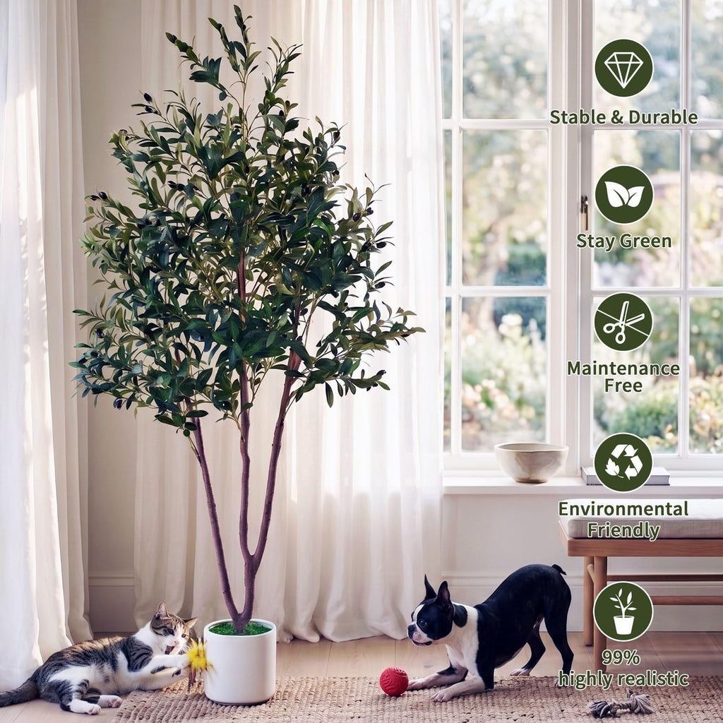 6FT Olive Tree Artificial Indoor Plant,Fake Olive Tree,Lifelike Moss Potted