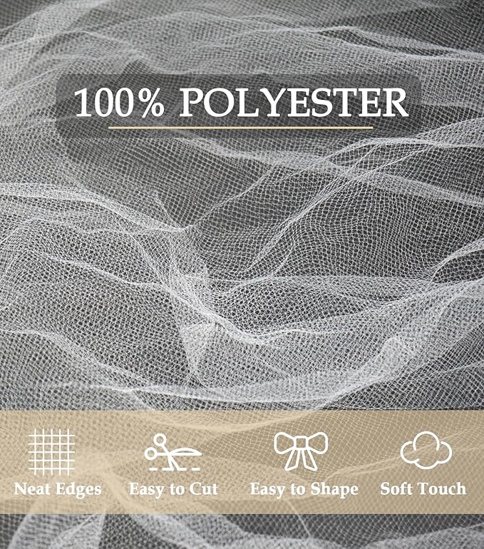 White Tulle Fabric 108" x 10 Yards (30FT) Tulle Bolt for Wedding Decoration DIY Tutu Party Backdrop Baby Shower Table Skirts Christmas Gift Wrapping