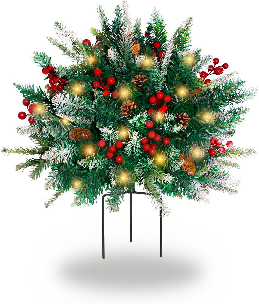Lighted Christmas Urn Filler, 1 Pack 24 Inch Warm White Planter Decor