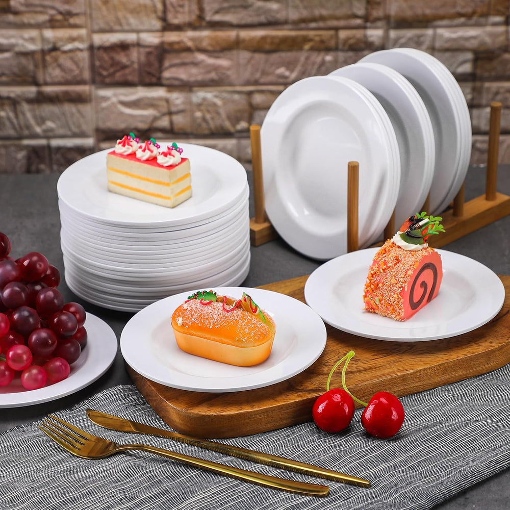 Vesici 60 Pieces 5.91 Inch Melamine Appetizer Plates White Dessert Plates