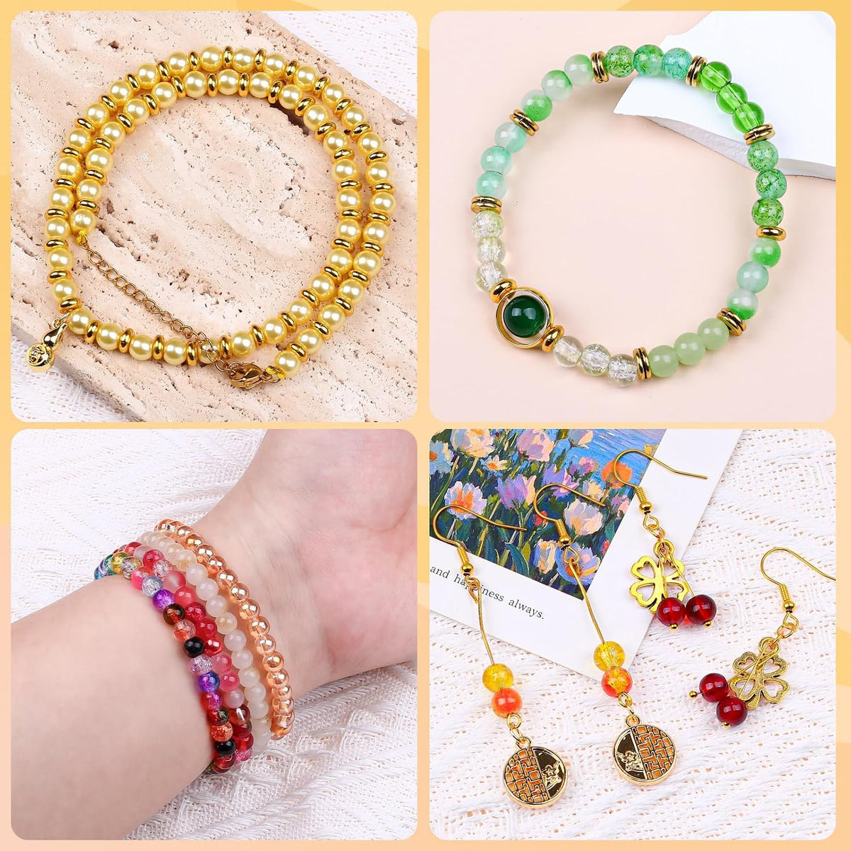 6mm glass beads bracelet making kit, 144 colors, package contents