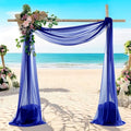 MDS Halloween Chiffon Draping Fabric - 2 Panel, 30" Wide x 100ft Long - Sheer Spooky Arbor & Canopy Drapery for Haunted House Backdrops, Party Ceilings, DIY Costumes & Themed Events - Royal Blue (Pack of 2)