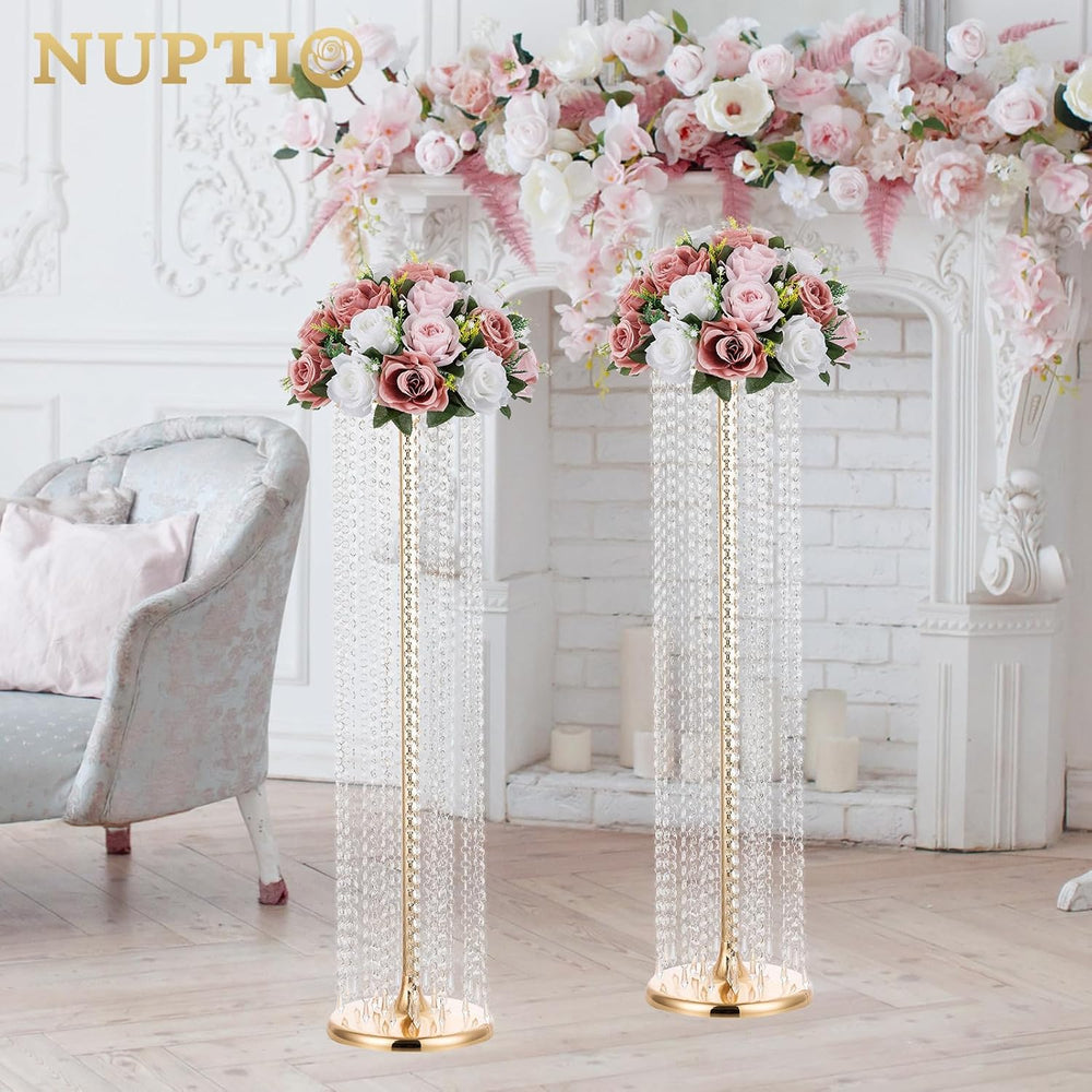 NUPTIO Large Artificial Flower Centerpieces: Dusty Rose & White Fake Balls