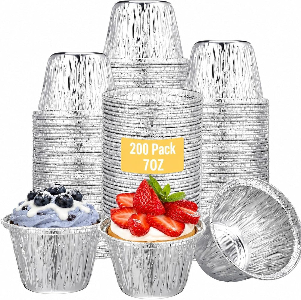 Yungyan 200 Pcs Aluminum Foil Baking Cups 7 oz Disposable Ramekins