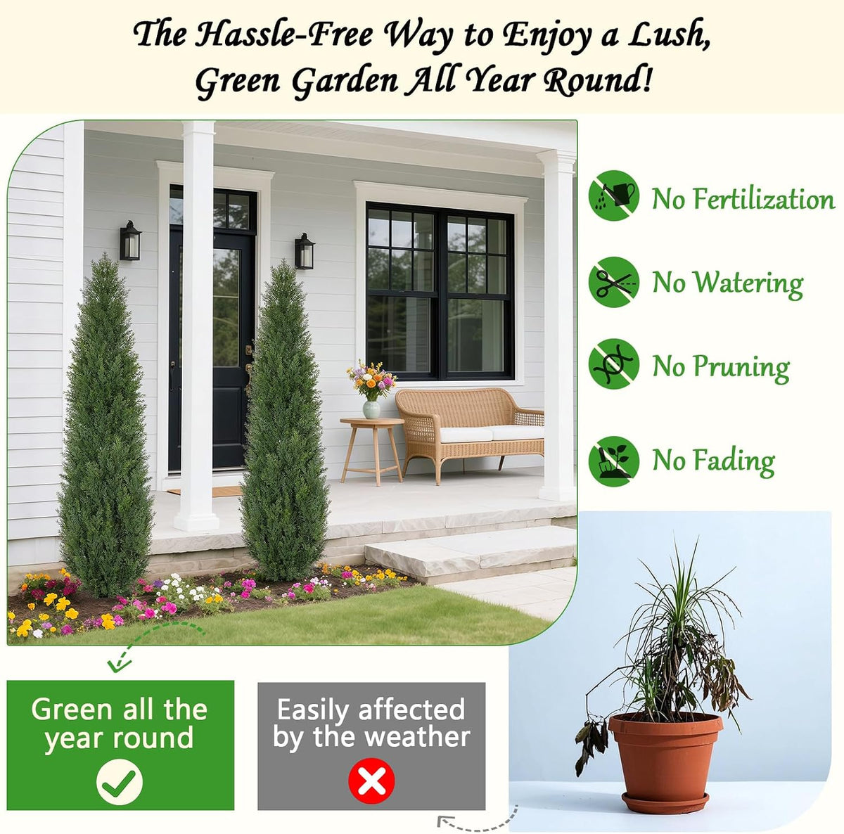 Artificial Cedar Topiary Trees 5 FT Faux Cedar Tree for Outdoor Planters