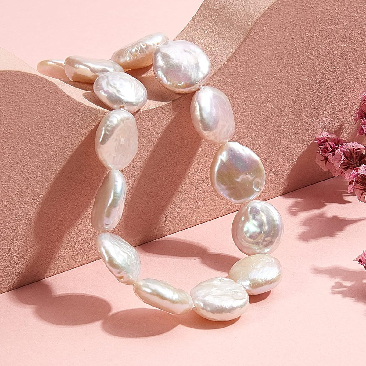 liqunsweet 15 pcs natural cultured freshwater baroque bead, side view