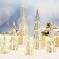 6 Pcs Mercury Glass Christmas Tree with LED Fairy Lights, Classic