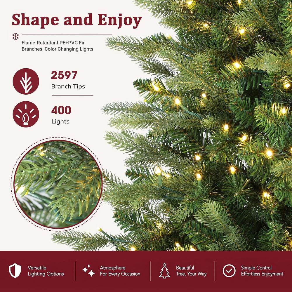 Alupssuc 7.5ft Prelit Artificial Hinged Christmas Tree with Color Lights