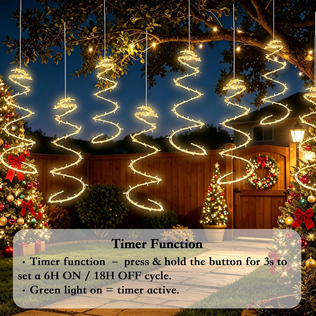 4 Pack 168 LED Spiral Christmas Tree Hanging Lights, Warm White