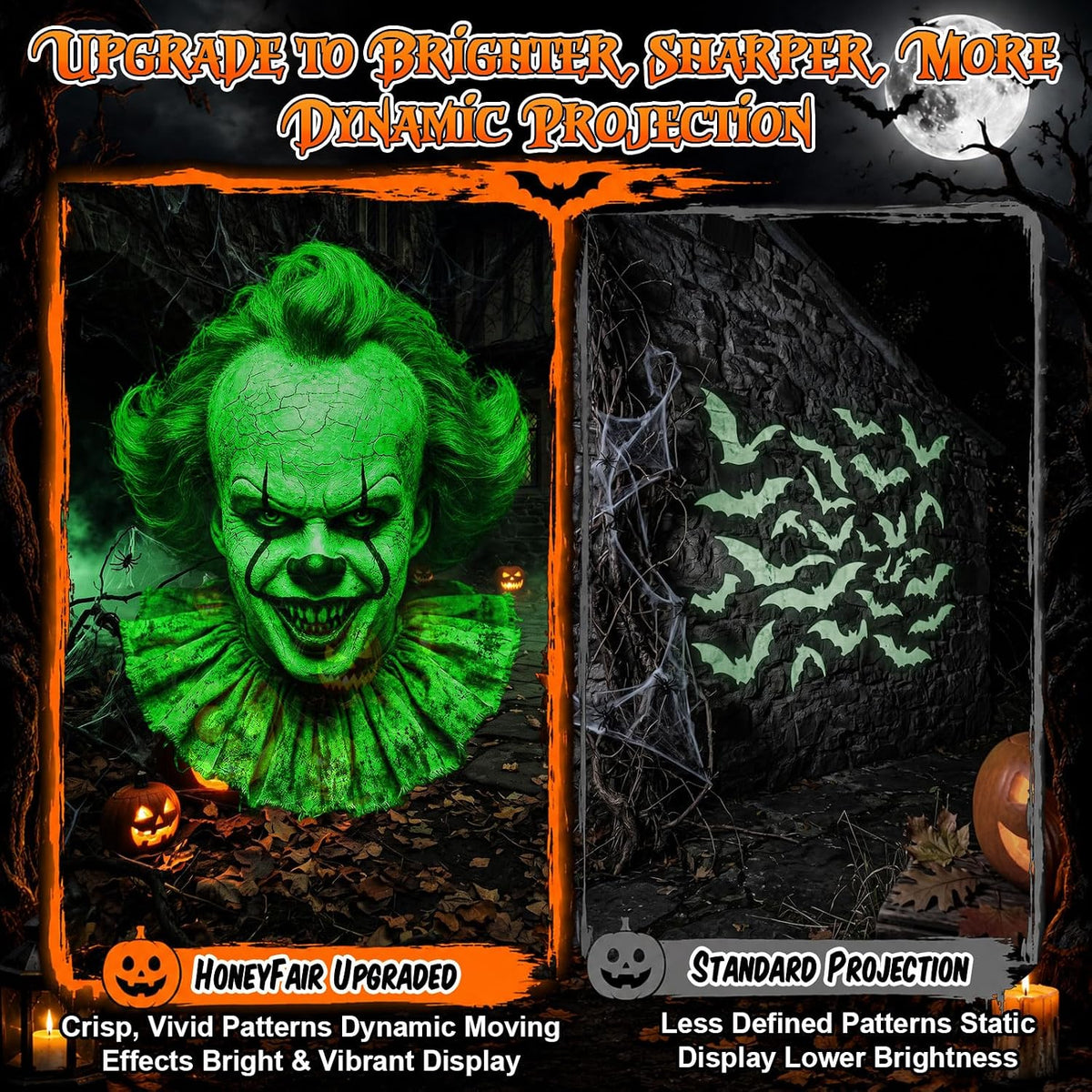 12-in-1 halloween projector lights, 3d dynamic halloween decoration, close-up detail