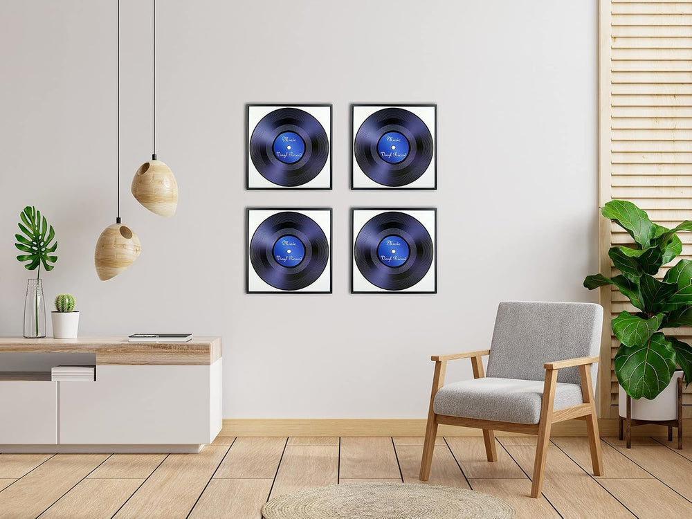 4 Pack Black Aluminum Vinyl Record Frame 12.5x12.5 Inch