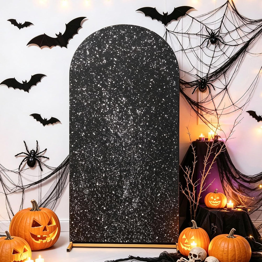 Black Arch Backdrop Covers Set of 3 Sequin Backdrop Arch Cloth for Wedding