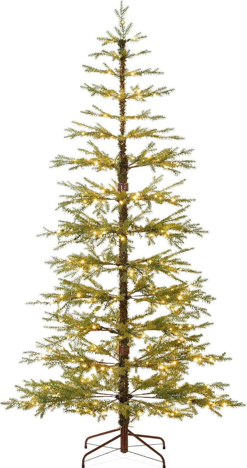 Best Choice Products Pre-Lit Sparse Christmas Tree 9ft Artificial Pine Holiday Décor Aspen Noble Fir w/ 2-in-1 White & Multicolor LED Lights
