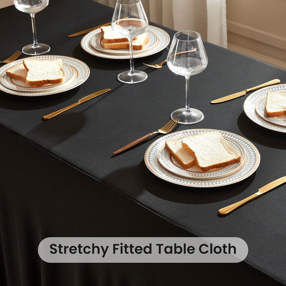 IVAPUPU Spandex 2Pcs Tablecloth, Table Cover Skirt for 6FT Rectangle Tables