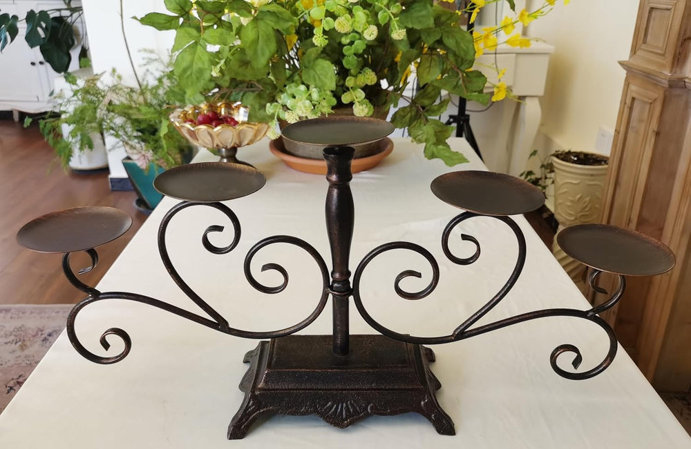 Fireplace Candle Holder 5 Candelabra for Pillar Candles Black Candle Stand - ...